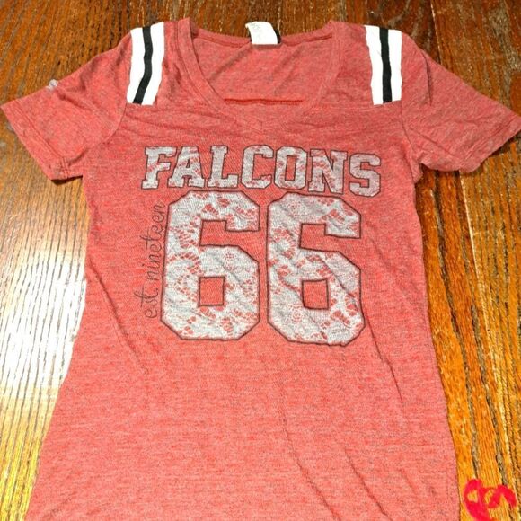 Medium NFL Team Apparel Short Sleeve Heather Red Atlanta Falcons Tee Tshirt Top - Picture 1 of 7